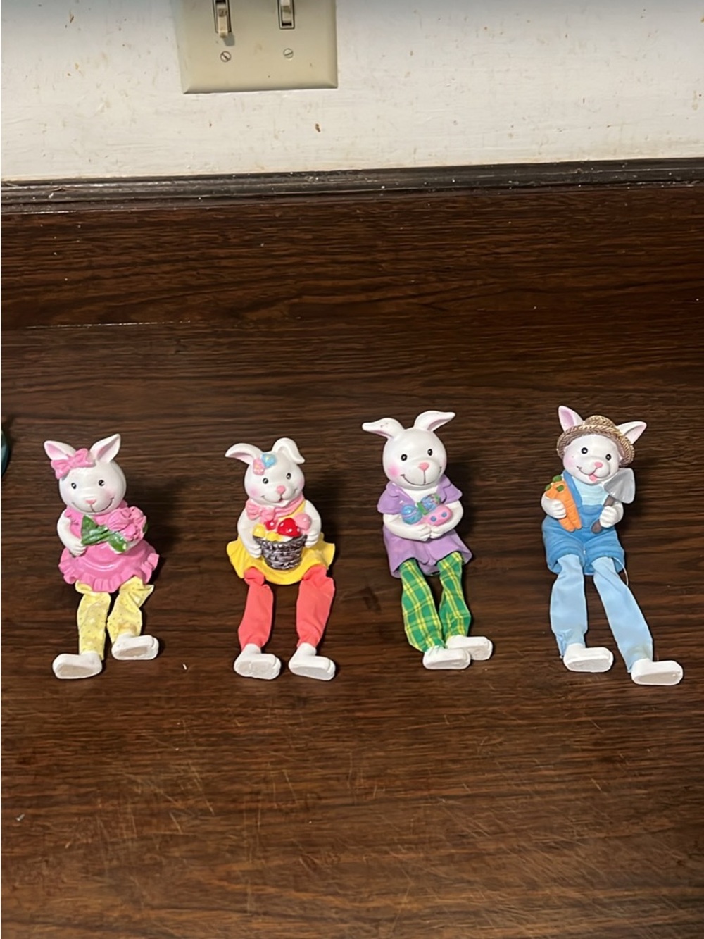 Easter Bunny Figurine Set - Colorful Spring Bunny Decorations